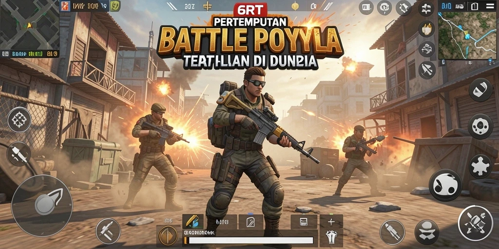 Tampilan aksi seru dalam permainan Battle Royale 6RT.