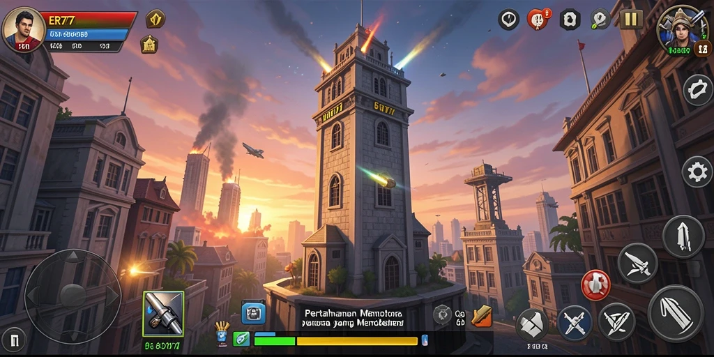 Screenshot gameplay ER777 menampilkan aksi menara yang seru dan strategi pertahanan.