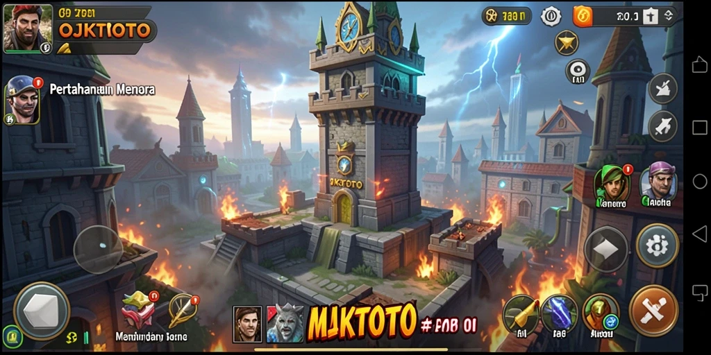 Screenshot OJKTOTO menampilkan aksi seru dalam gameplay Tower Defense.