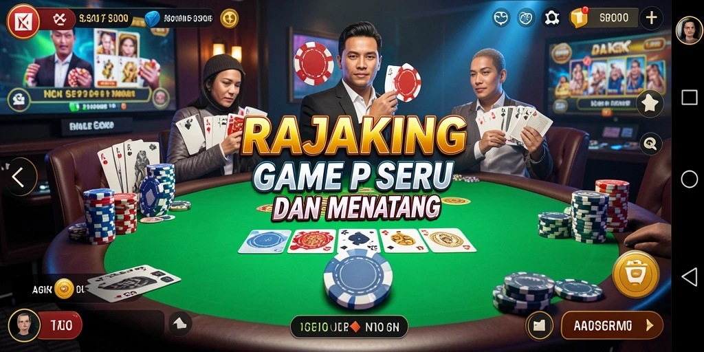 Tampilan screenshot RAJAKING menampilkan aksi seru permainan Poker.